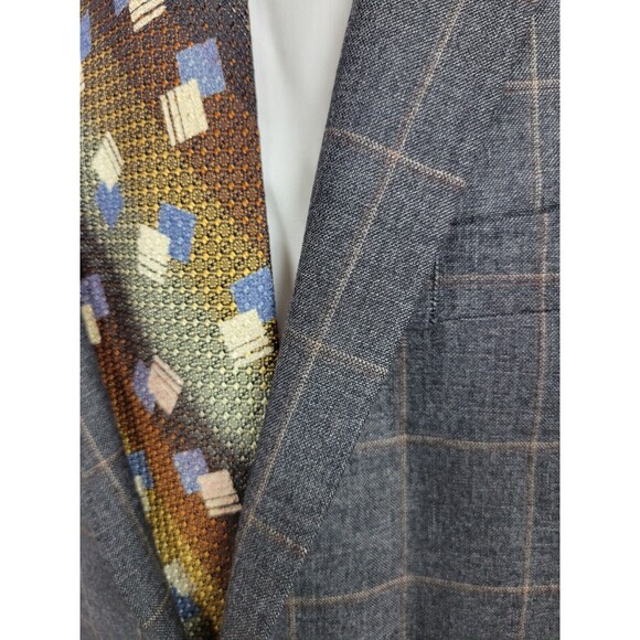 Ralph Lauren Mens Gray Wool Windowpane Plaid‎ Sport Coat 48L - Picture 6 of 10